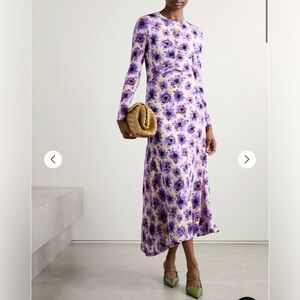 Ulla Johnson Purple and Cream Floral Long Sleeve Dress
